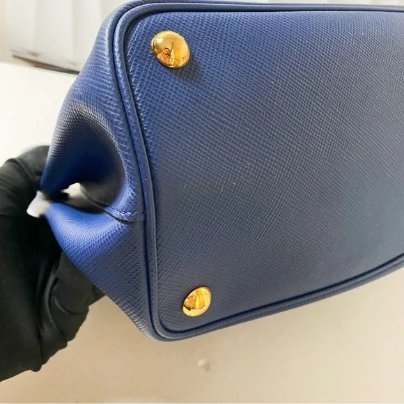 PRADA Double Medium Tote Bag Blue Saffiano Leather - Picture 10 of 12